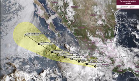 Activan monitoreo y alerta por tormenta tropical "Mario" en Baja California Sur