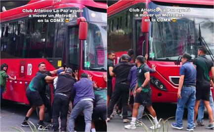 Insólita escena en CDMX: futbolistas del Atlético La Paz empujan un Metrobús