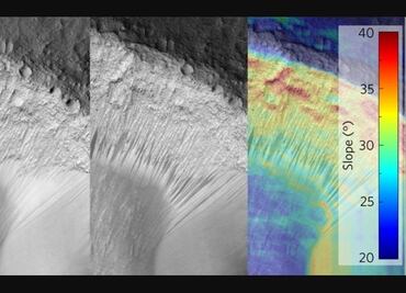 Una ilusión óptica hace ver salmuera en movimiento en Marte