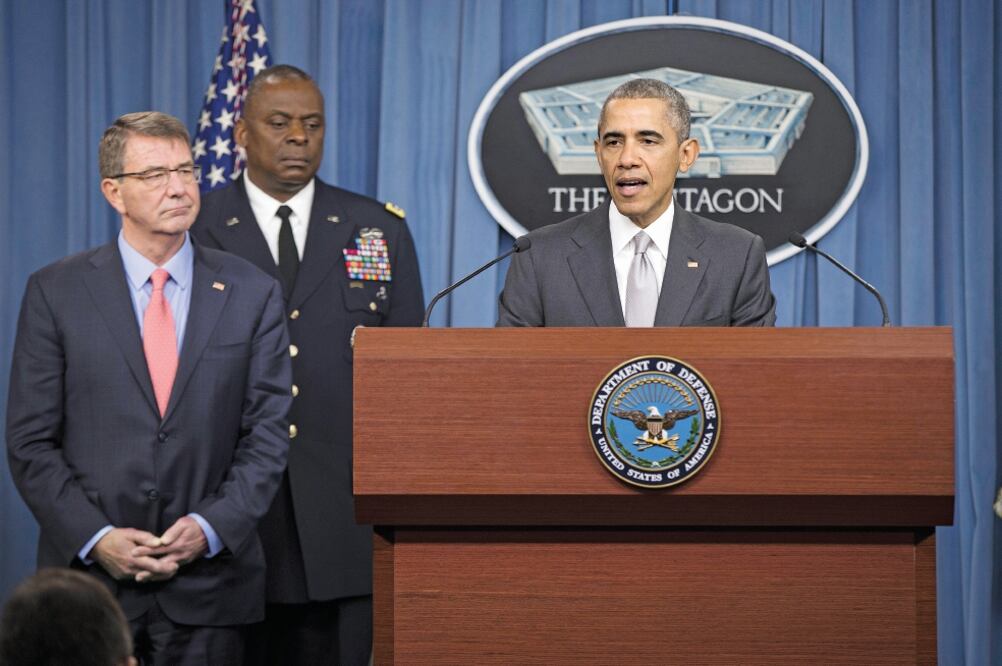 mandatario estadounidense, Barack Obama, dio un discurso ayer en el Pentágono, donde les adviritió a los líderes del EI que “no pueden esconderse” (EVAN VUCCI. AP)