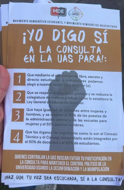 Volantes de promoción de la consulta universitaria. Crédito: Congreso del Estado de Sinaloa.