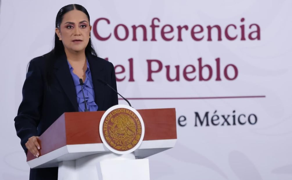 Ariadna Montiel Reyes, titular de la Secretaría de Bienestar durante la mañanera de la presidenta Claudia Sheinbaum este 7 de abril del 2026 (07/04/2026). Foto: Fernanda Rojas / EL UNIVERSAL
