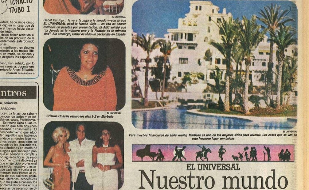 Cristina Onassis (centro), hija del primer matrimonio del magnate, llegó a ser una visitante distinguida de Marbella en los 70. Hemeroteca EL UNIVERSAL.