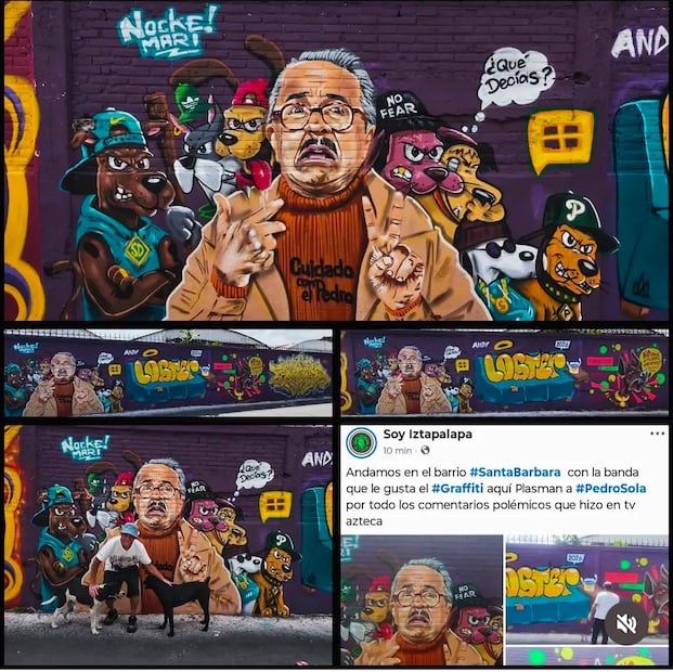 El mural inspirado en Pedro Sola fue compartido en redes sociales por diversos colectivos de arte urbano. Foto: Redes Sociales
