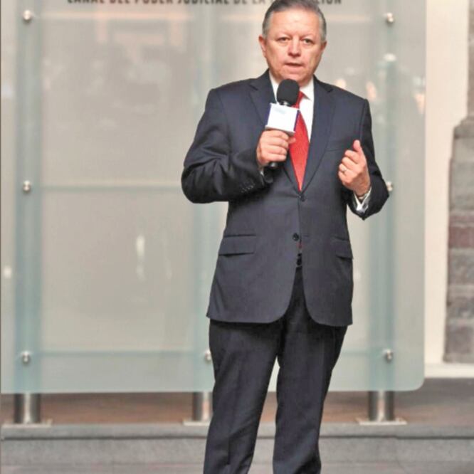 El ministro presidente de la SCJN, Arturo Zaldívar, durante la presentación de Justicia TV. ESPECIAL