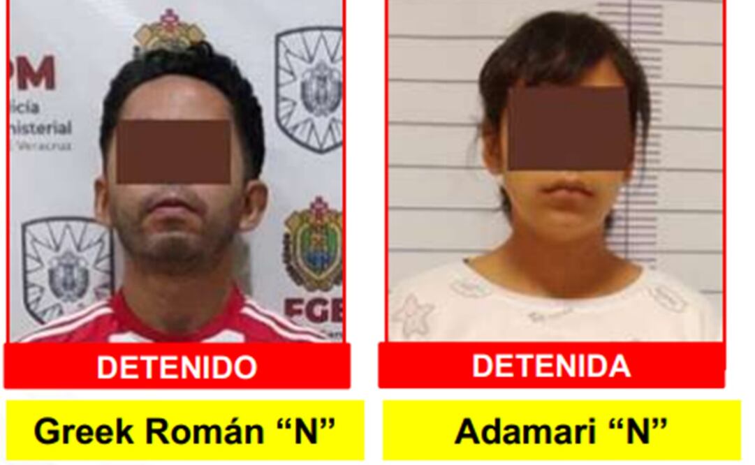 Greek Román "N" y Adamari "N" fueron detenidos por el feminicidio de Viridiana Moreno. Foto: Especial 