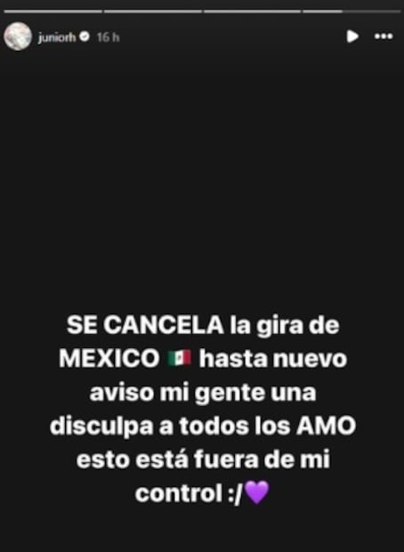 Junior H anunció así que cancela su gira en México.