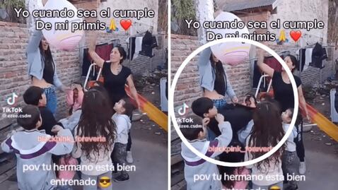 ¿Cómo le hizo? Niño se hace viral en TikTok al agarrar todos los dulces de una piñata