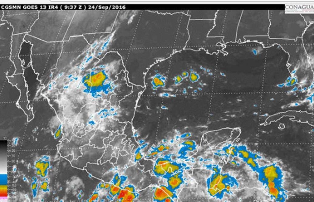 La Mesa del Norte presentará cielo medio nublado a nublado, probabilidad de intervalos de chubascos fuertes con tormentas puntuales muy fuertes de 80 por ciento en Coahuila (CONAGUA)