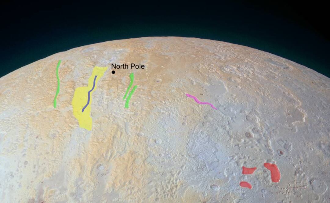 Se indica con amarillo el cañón más grande que mide 74 kilómetros de ancho. Foto: NASA