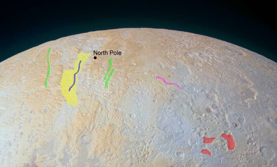 Se indica con amarillo el cañón más grande que mide 74 kilómetros de ancho. Foto: NASA