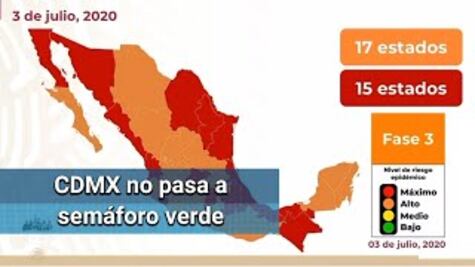 Covid en México. Retrocede semáforo epidemiológico