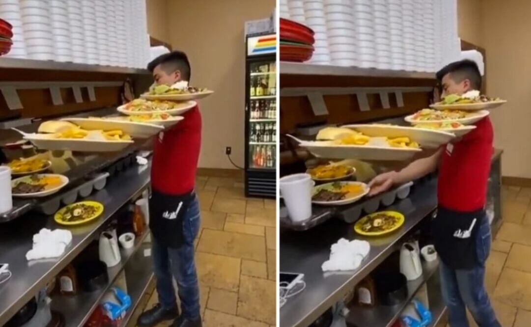 A través de TikTok, un mesero se volvió viral al demostrar que su equilibrio y concentración
