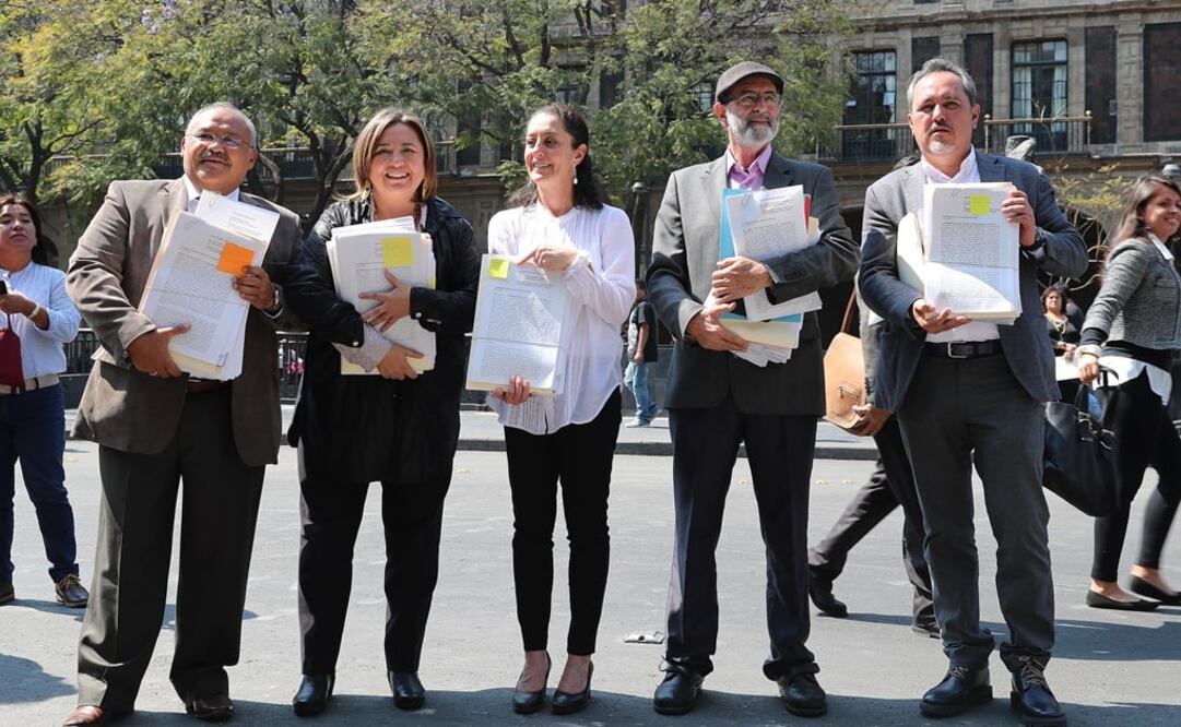 Los jefes delegacionales de Azcapotzalco, Miguel Hidalgo, Tláhuac, Tlalpan y Xochimilco (Foto: Lucía Godínez / EL UNIVERSAL)