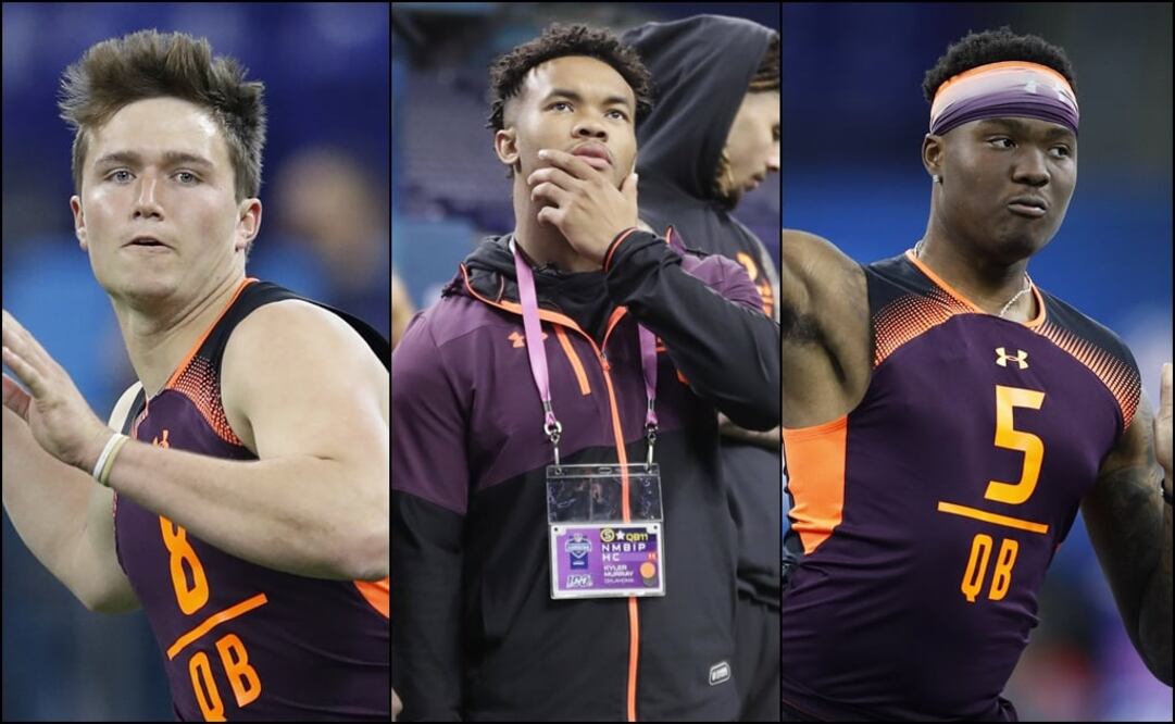 Drew Lock, Kyler Murray y Dwayne Haskins durante el NFL Combine 2019 - FOTO: ESPECIAL