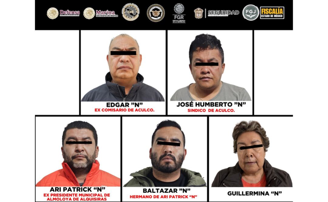 Detienen a 3 exfuncionarios y 2 cómplices en Edomex (09/04/2025). Foto: Especial