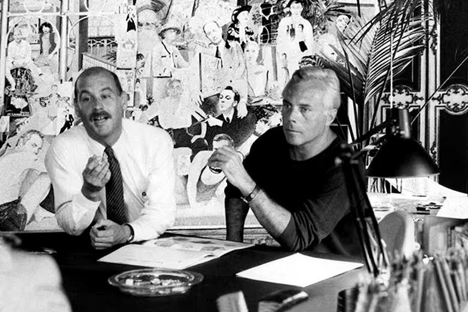 Giorgio Armani y Sergio Galeotti empezaron como socios comerciales y hacia la intimidad vivieron una historia de amor profunda. FOTO: X