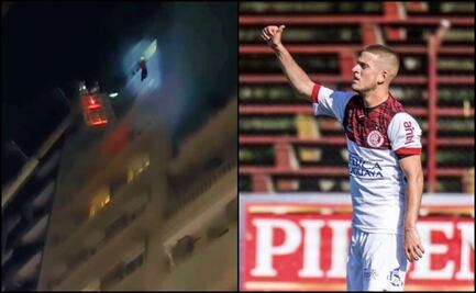 Futbolista se cuelga del balcón de un hotel para escapar de incendio
