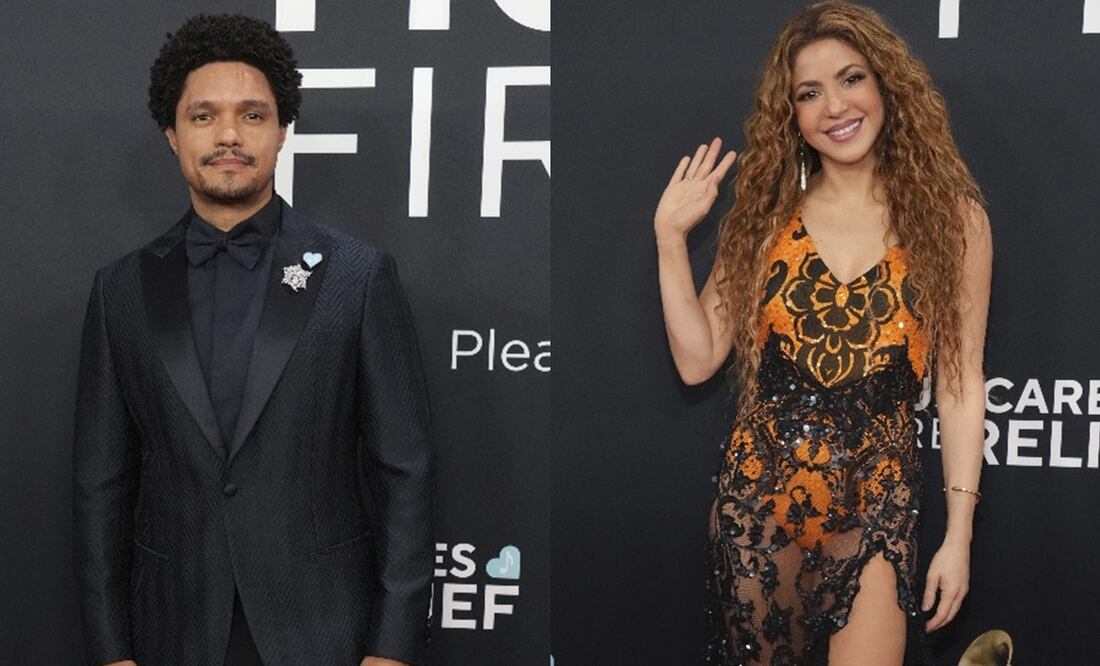 Trevor Noah y Shakira en los Grammy 2025. Foto: AP.