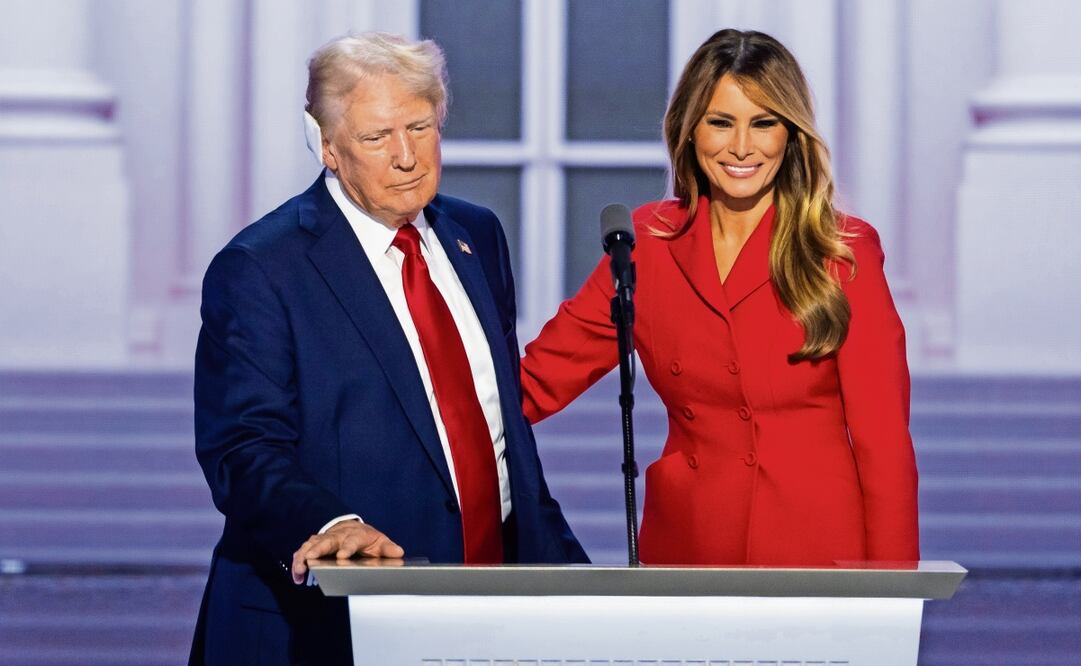 El candidato presidencial republicano y expresidente Donald Trump y su esposa Melania, en la Convención en Milwaukee, Wisconsin. Foto: EFE
