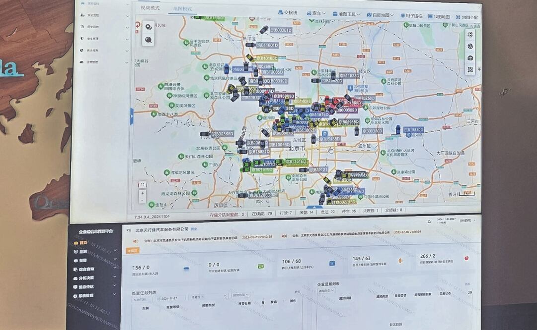 Pantallas de monitoreo de la empresa Tian Xing Jian. Foto: de TLÁLOC PUGA. EL UNIVERSAL