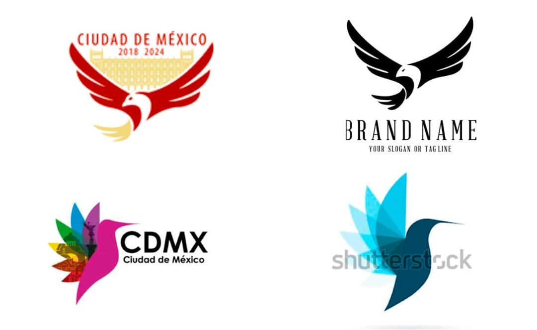 Los dos logos del lado izquierdo fueron presentados como propuestas finales para la nueva imagen de la CDMX, mientras que los otros dos diseños ya circulaban en internet. Foto: Especial