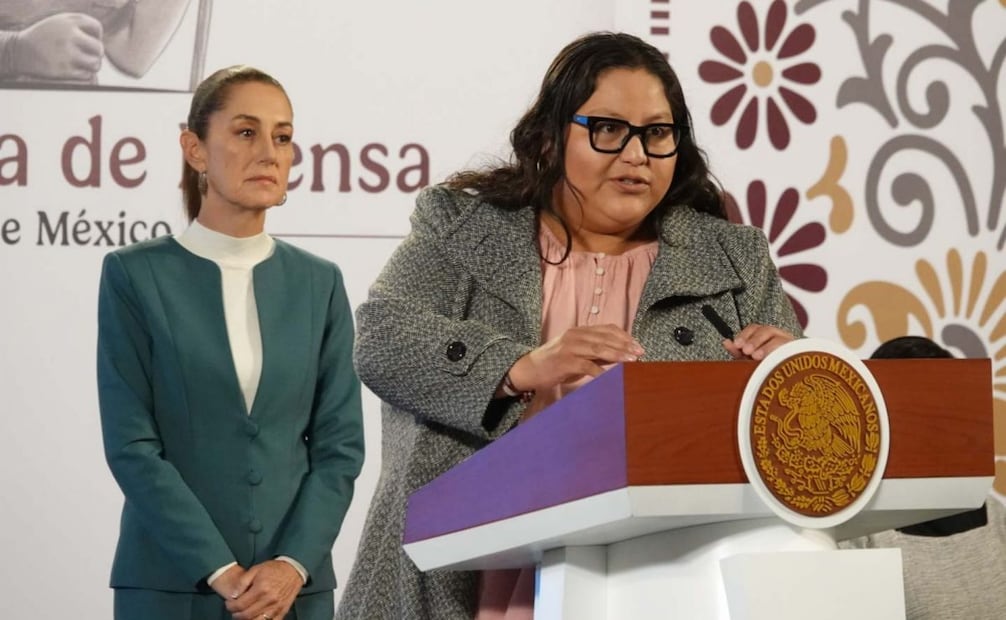 Citlalli Hernández, secretaria de las Mujeres, acompañada de Claudia Sheinbaum, en la mañanera del 3 de octubre de 2024. Foto: Graciela López/ Cuartoscuro