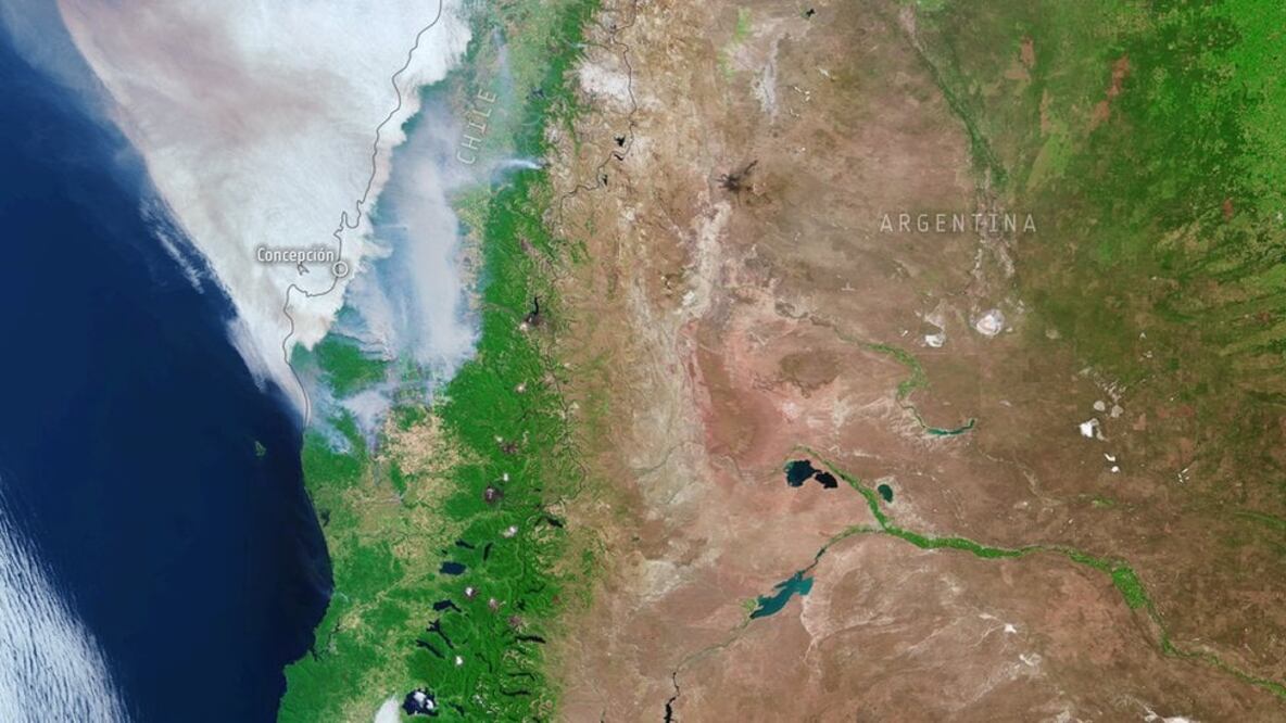 Incendios en Chile: imágenes desde el espacio que muestran la magnitud de la ola más mortífera