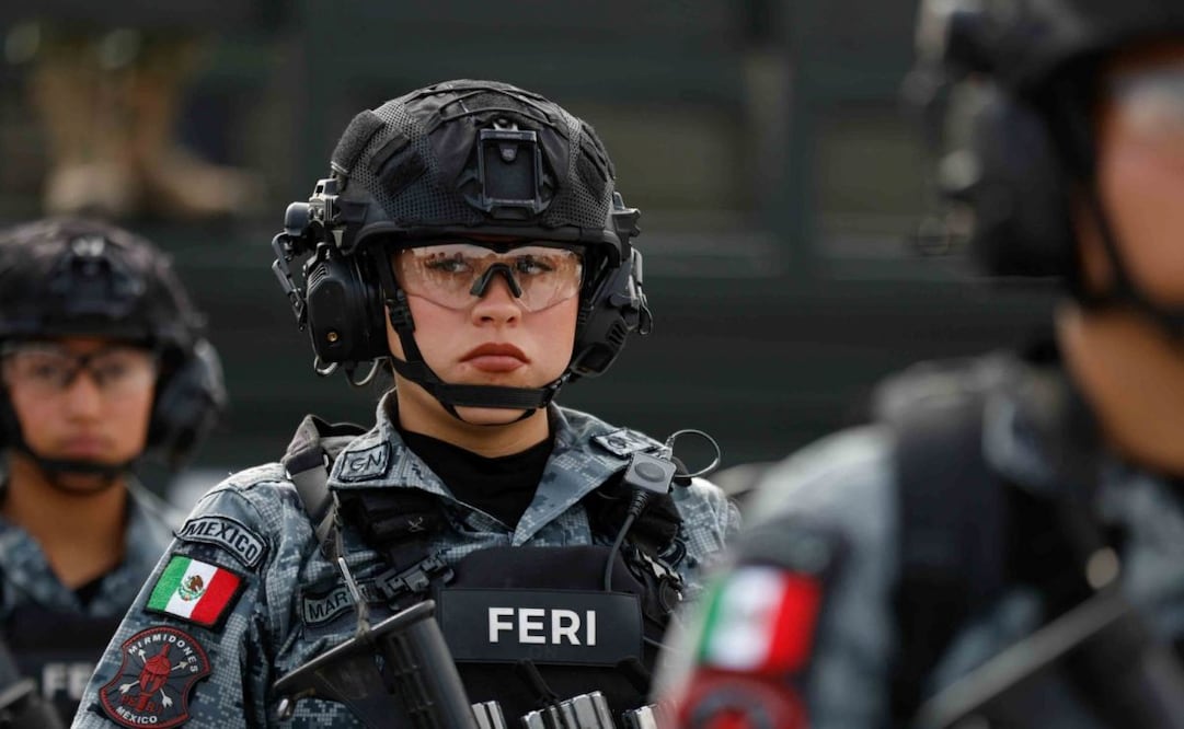 Elementos de la Fuerza Especial de la GN realizan ejercicio de seguridad pública en Santa Lucía. Foto: Diego Simón/EL UNIVERSAL