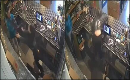 VIDEO: Sujeto intenta agredir a empleada de vinatería y ella logra escapar en Tijuana 