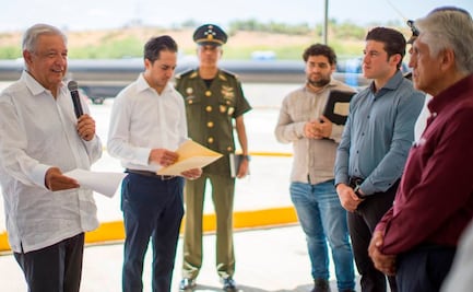 AMLO recorre con Samuel García presa El Cuchillo en Nuevo León