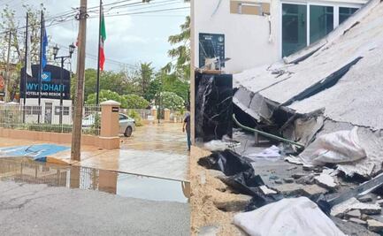 Colapsa parte del techo de hotel en Mérida, Yucatán; ya investigan las causas