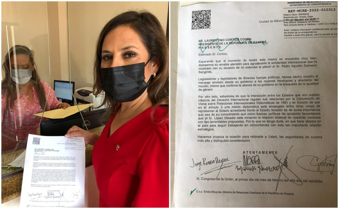 Gina Cruz Blackledge en la entrega de la carta dirigida a Laurentino Cortizo, presidente de Panamá. FOTOS: Especiales