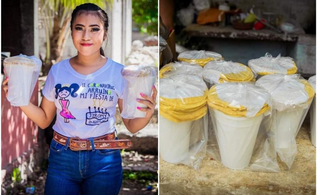La joven decidió preparar comida y regalarla a pobladores. FOTO: redes sociales