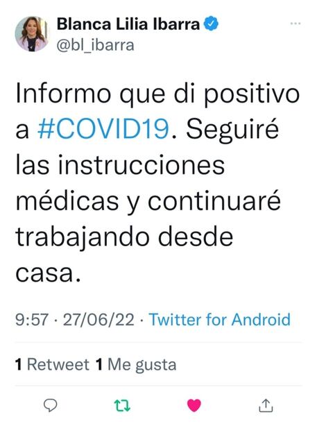 Blanca Lilia Ibarra, presidenta del INAI da positivo a Covid-19