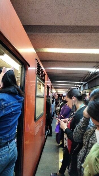 Falla en tren de Línea 3 del Metro provoca caos 
