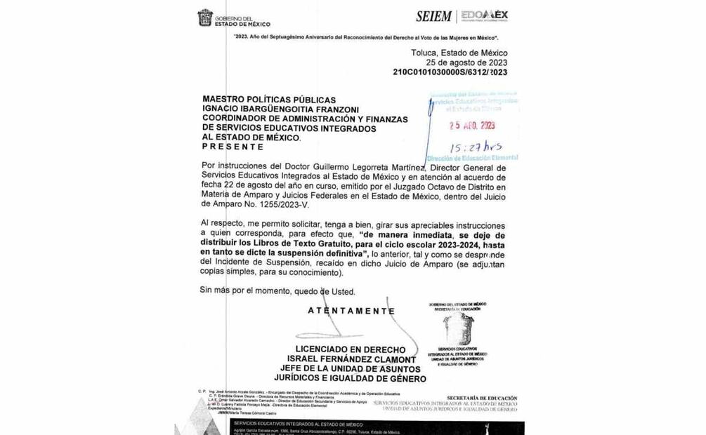 La Unión de Padres de Familia en el Estado de México, queda oficialmente suspendida la entrega de los libros de texto para el ciclo escolar 2023-2024. Foto: Especial