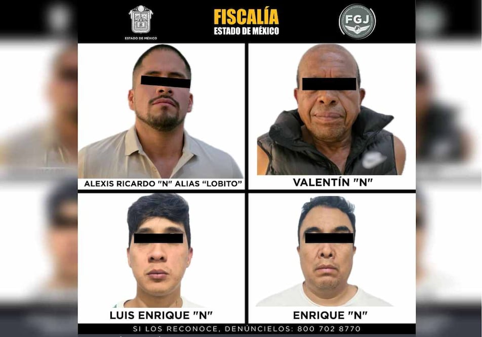 Un juez impuso prisión preventiva justificada a Alexis Ricardo “N”, alias “El Lobito”, Valentín “N”, Enrique “N” y Luis Enrique “N”. Foto: Especial