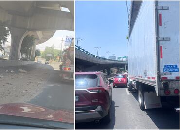 Caos vial en carretera México-Querétaro por caída de arena sobre carriles laterales