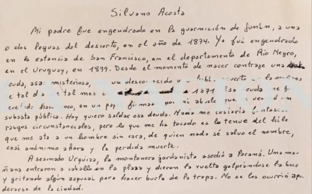"Silvano Acosta", texto inédito de Jorge Luis Borges