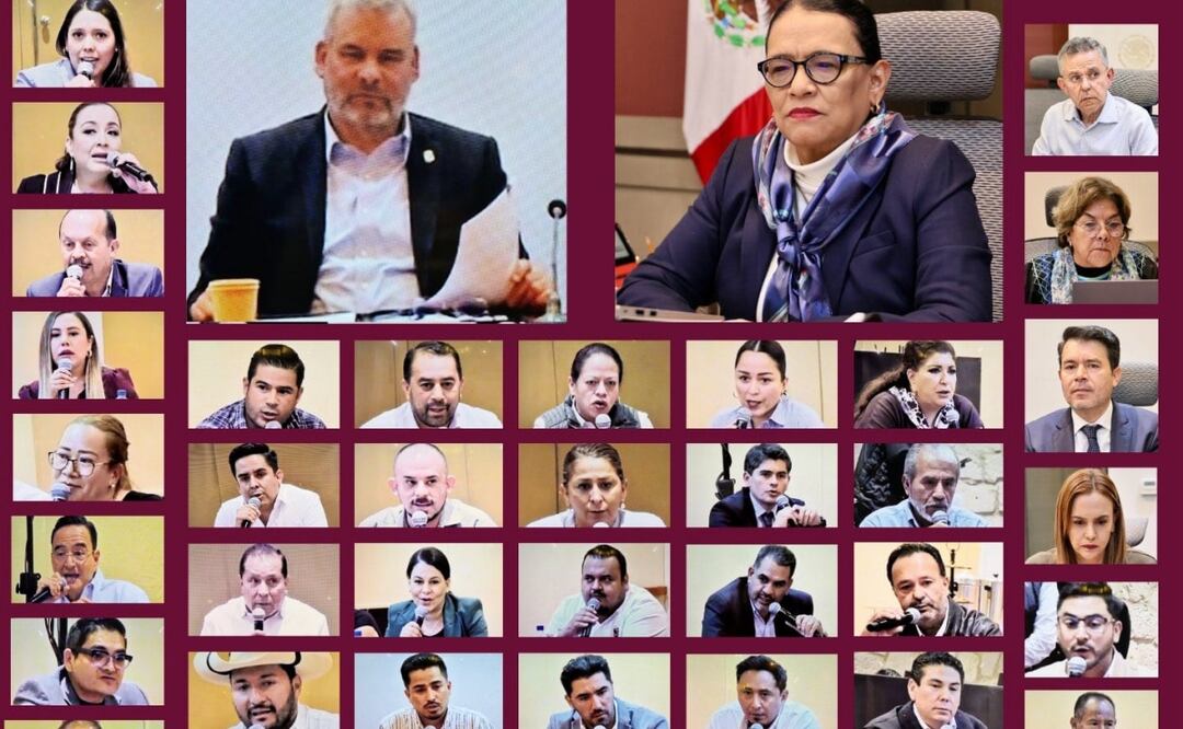 Rosa Icela se reúne con Gobernador de Michoacán y 59 alcaldes para revisar el Plan por la Paz y Justicia (05/11/2025). Foto: Especial