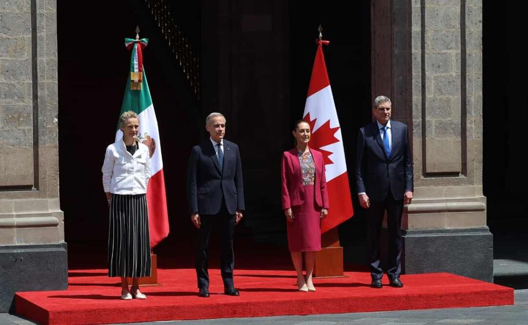 La presidenta Claudia Sheinbaum recibe al primer ministro de Canadá, Mark Carney en Palacio Nacional. Foto: Gabriel Pano / EL UNIVERSAL.