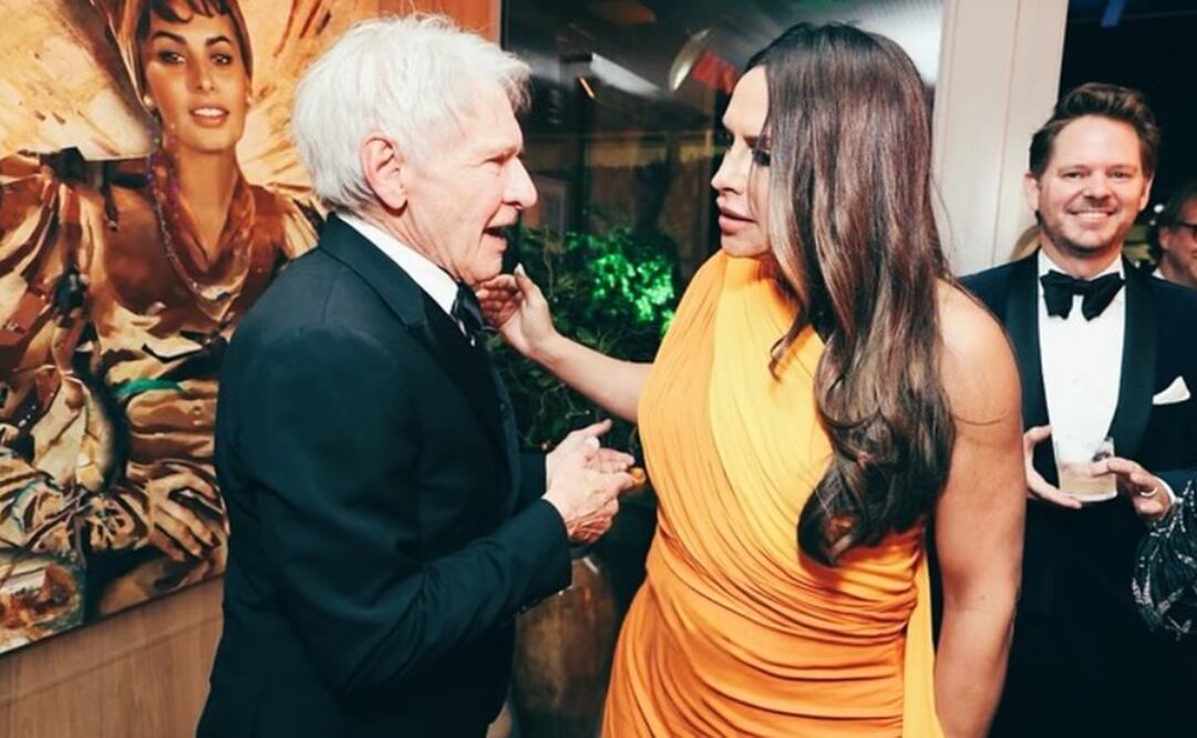 Harrison Ford y Karla Sofía Gascón en los Globos de Oro. Instagram karsiagascon
