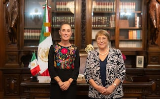 Sheinbaum recibe a Michelle Bachelet en Palacio Nacional; reitera su apoyo para ocupar secretaría general de la ONU