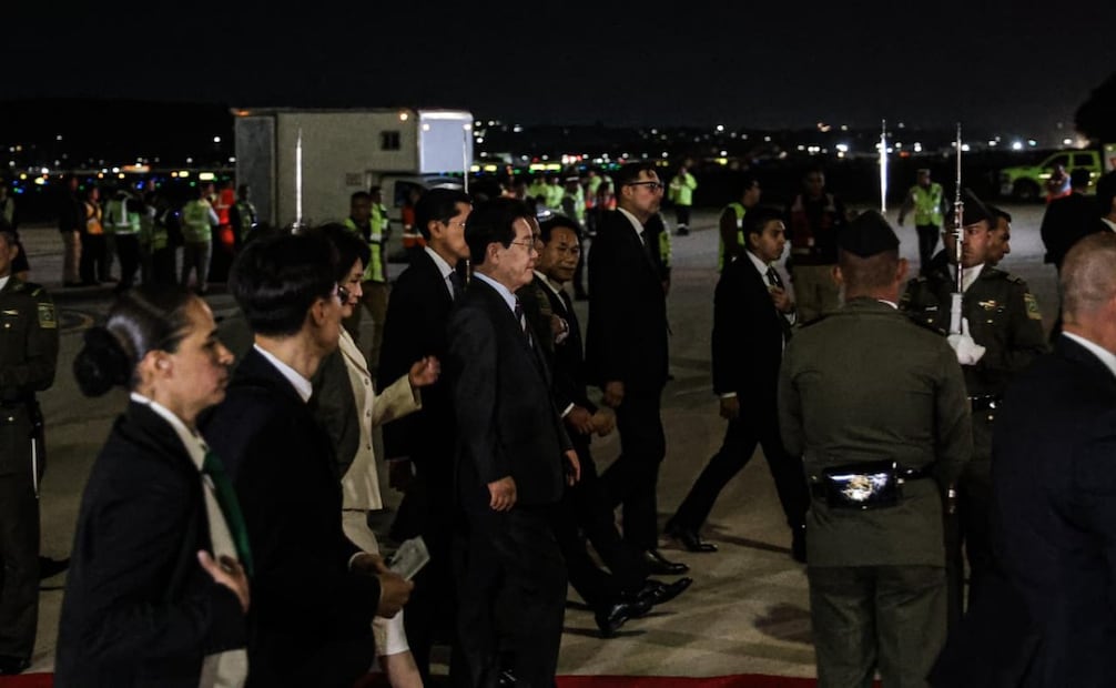 Llegada del presidente de Corea, Lee Jae Myung, junto a la primera dama Kim Hye-kyung, al Aeropuerto Internacional Felipe Angeles (AIFA) el 23 de septiembre de 2026. Foto: Gabriel Pano / EL UNIVERSAL