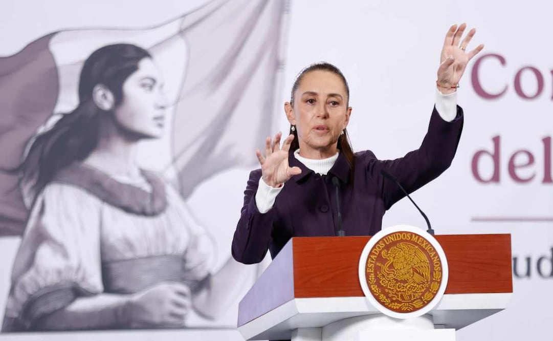 La presidenta Claudia Sheinbaum durante la mañanera del 14 de enero del 2026. Foto: Diego Simón / EL UNIVERSAL