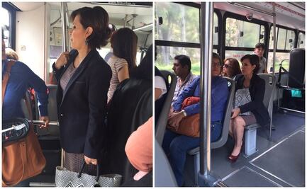  Rosario Robles se traslada en Metrobús