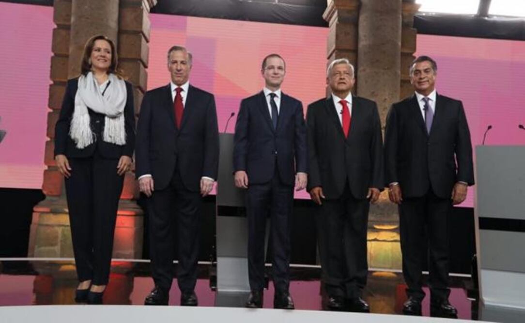 Margarita Zavala & presidential candidates during the first debate - File photo/AFP