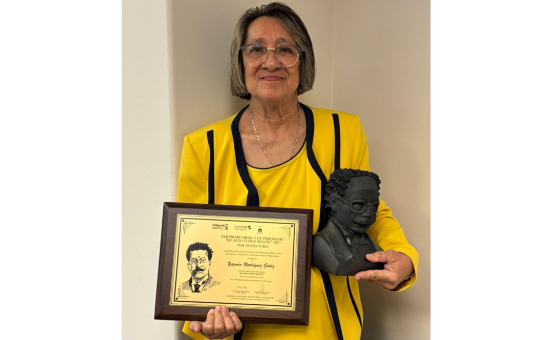 Reconocen trayectoria de la corresponsal de El Universal en Yucatán Yazmín Rodríguez Galaz.
Foto: Especial.