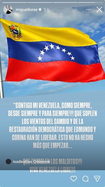 Miguel Bosé celebra detención de Nicolás Maduro y la libertad de Venezuela.